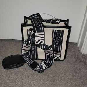 Steve Madden Black and Cream Crossbody Bag